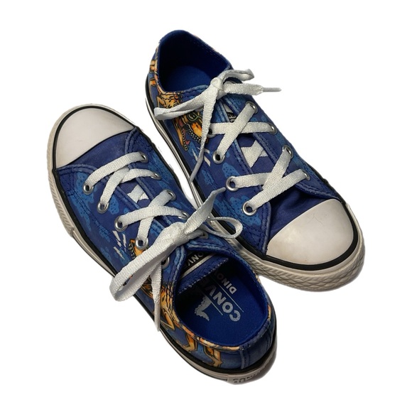 Chuck Taylor All Star Dino's Beach Party Lo Top Junior Sz 12 Blue gold Dinosaur - Picture 3 of 15